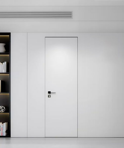 廠家定制現代簡約室內客廳房間多層實木隱形門 背景護墻板